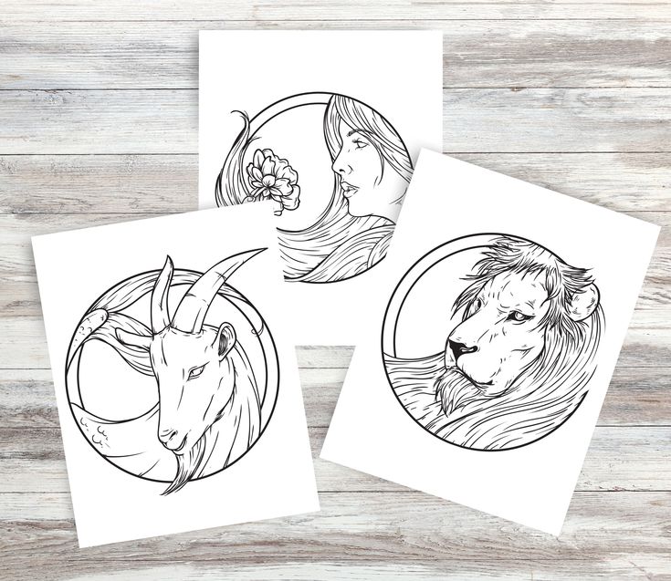 Zodiac signs coloring pages printable pdf instant download coloring books coloring pages zodiac signs