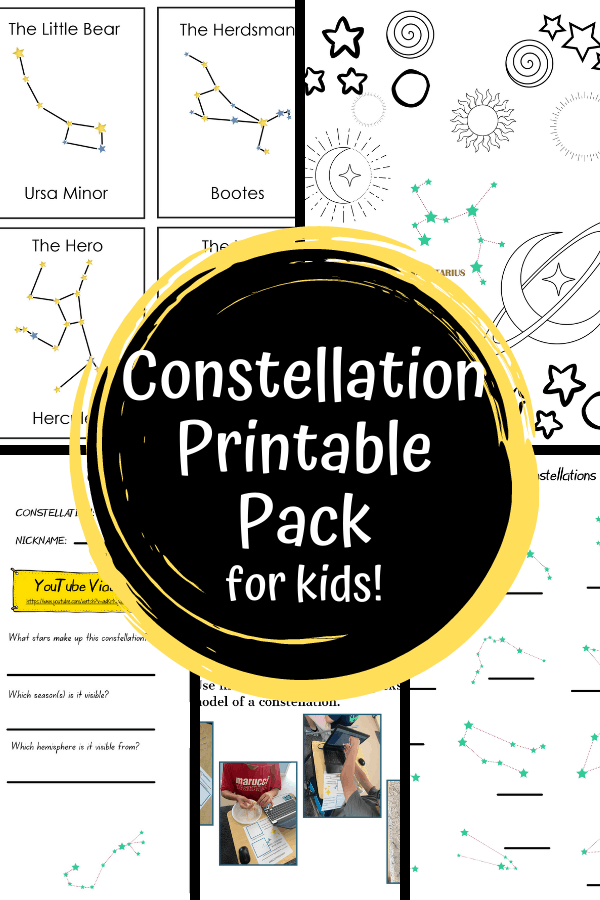 Constellations for kids constellation coloring pages flashcards and science experiment printable