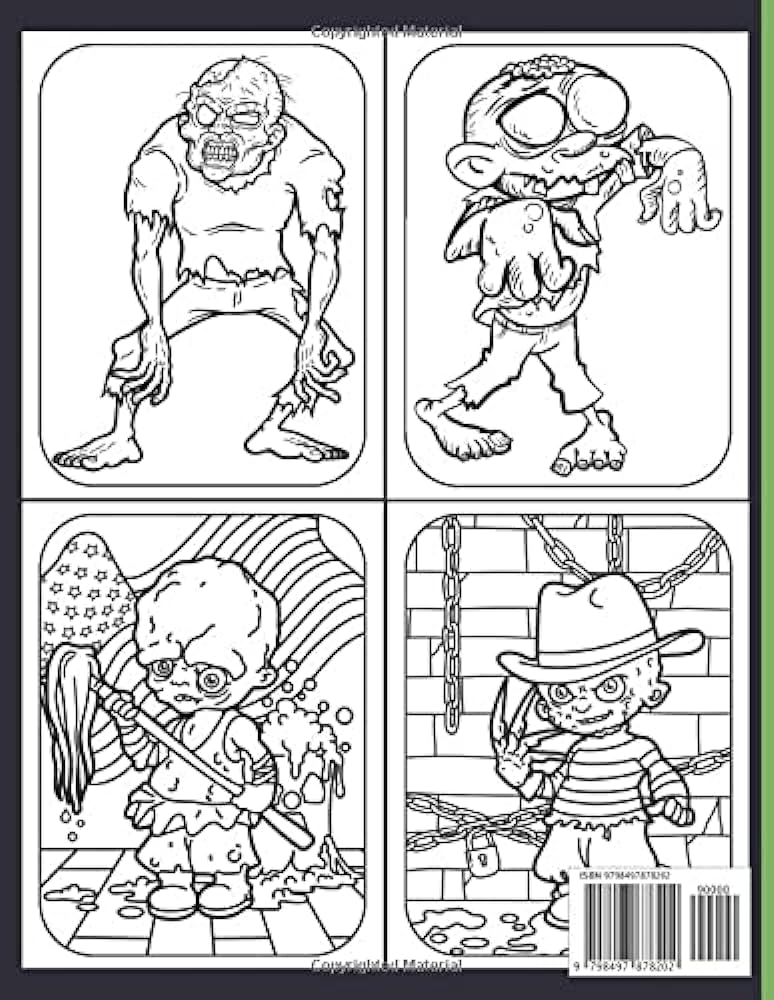 Zombie coloring book zombies coloring pages for horror stress relief relaxation publishing house blueberry books