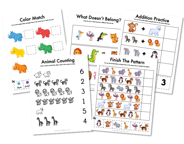 Zoo animal worksheets for preschool