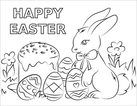 Happy easter coloring page free printable coloring pages