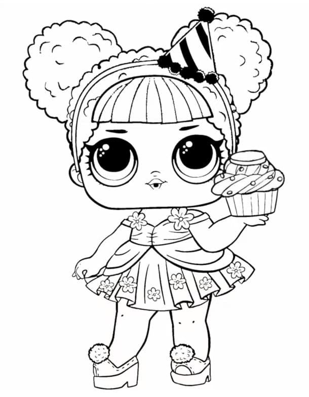 Emerald babe lol surprise doll coloring page