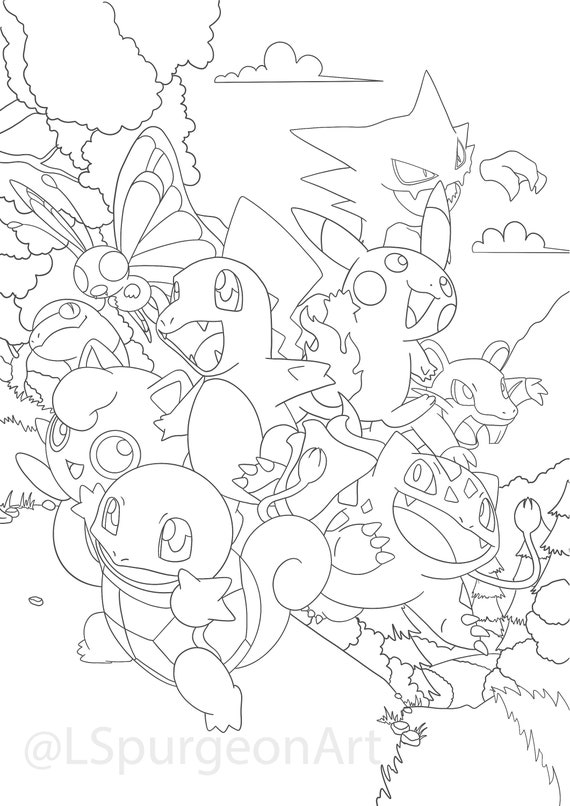 Printable pokemon colouring page indoor activities colouring for kids instant download