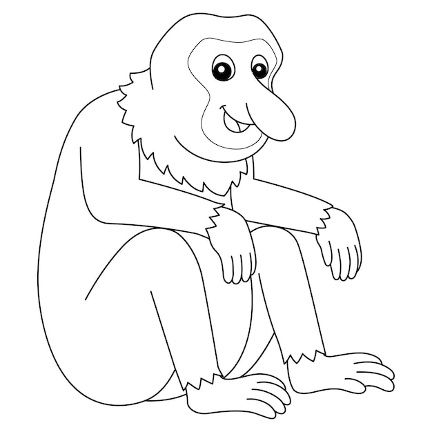 Premium vector proboscis monkey animal isolated coloring page