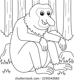 Proboscis monkey animal coloring page kids stock vector royalty free