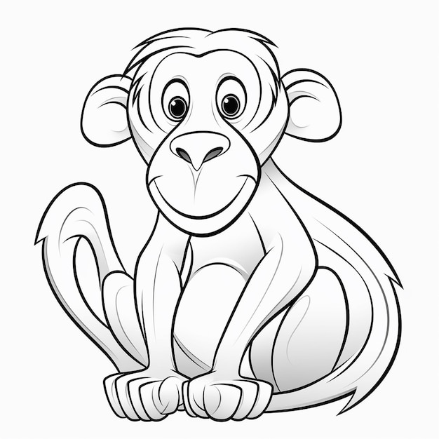 Premium ai image proboscis monkey cute illustration hand drawn cute coloring book kawaii line art