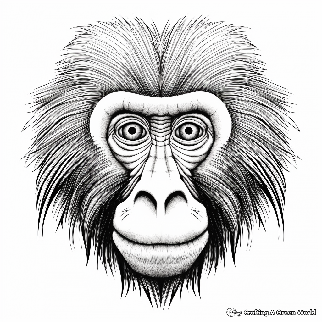 Realistic monkey coloring pages