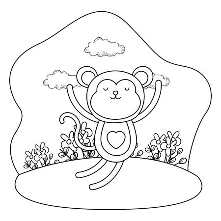 Monkey coloring page stock vector illustration and royalty free monkey coloring page clipart