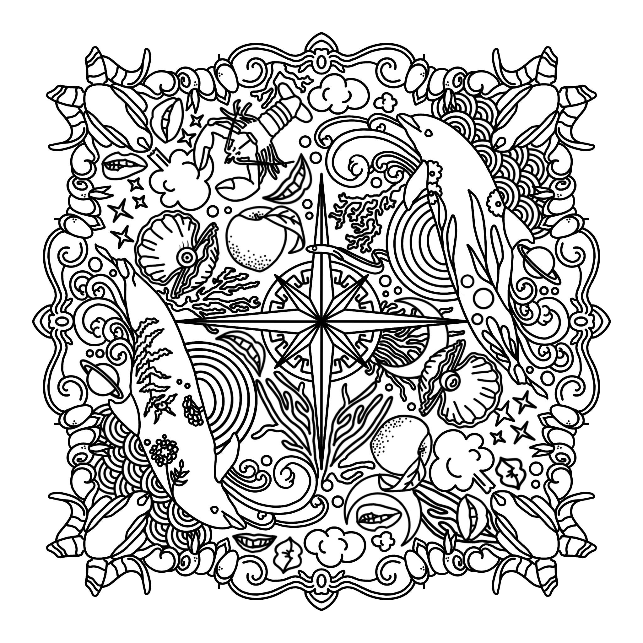 Mostly nautical coloring page rprocreate
