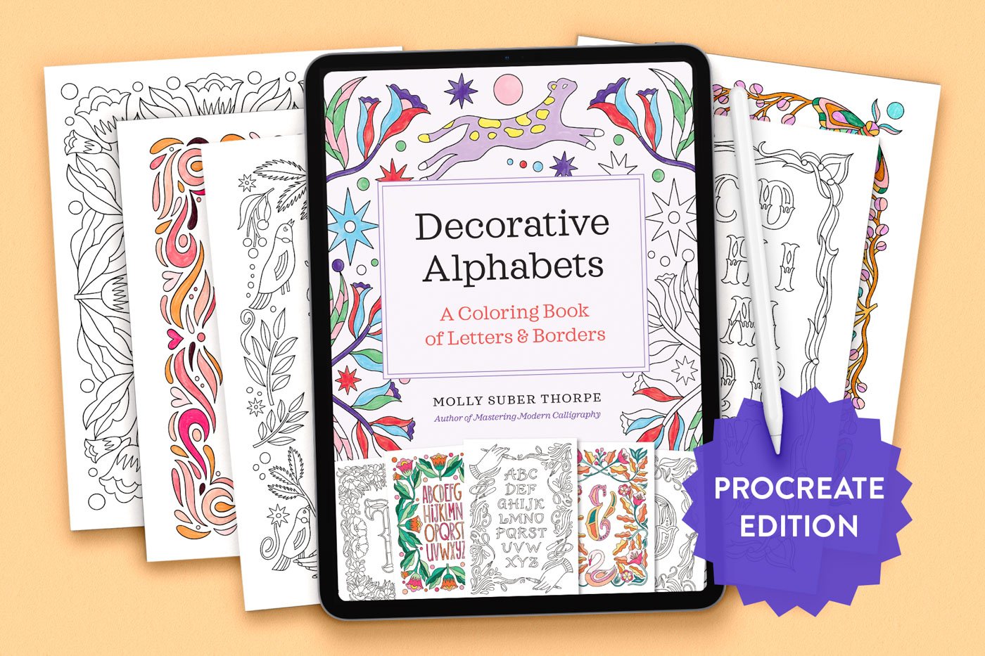 Decorative alphabets coloring book â procreate edition molly suber thorpe