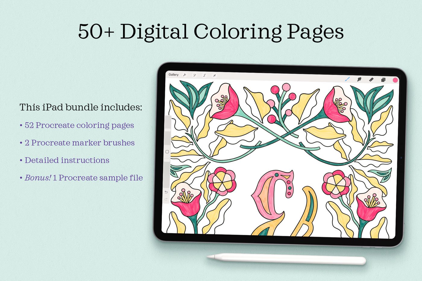 Decorative alphabets coloring book â procreate edition molly suber thorpe