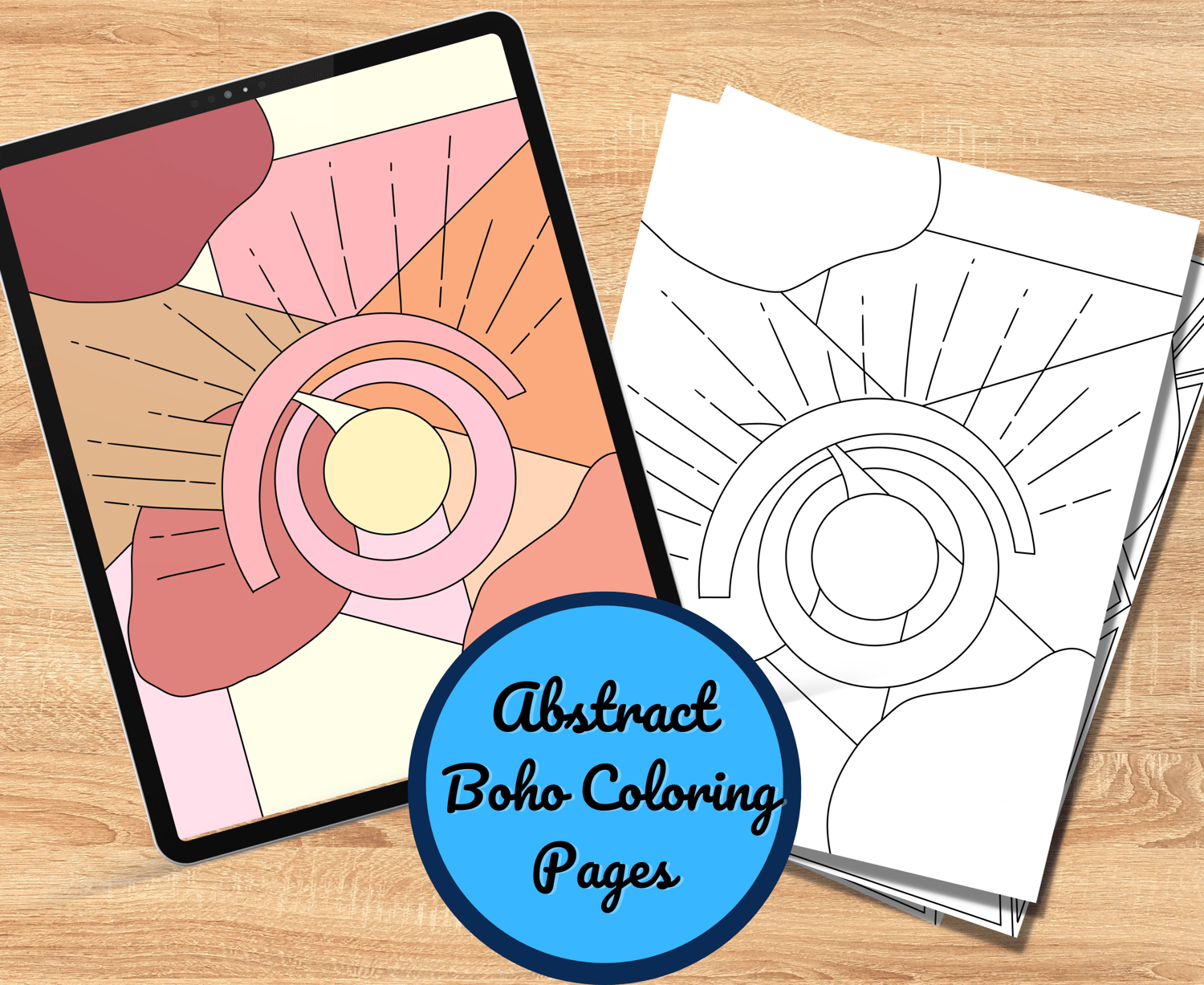 Pattern coloring pages for relaxing activity color all the shapes procreate coloring retro digital coloring pdf doodle coloring