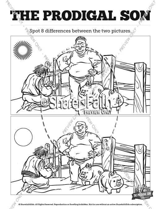 The prodigal son sunday school coloring pages â