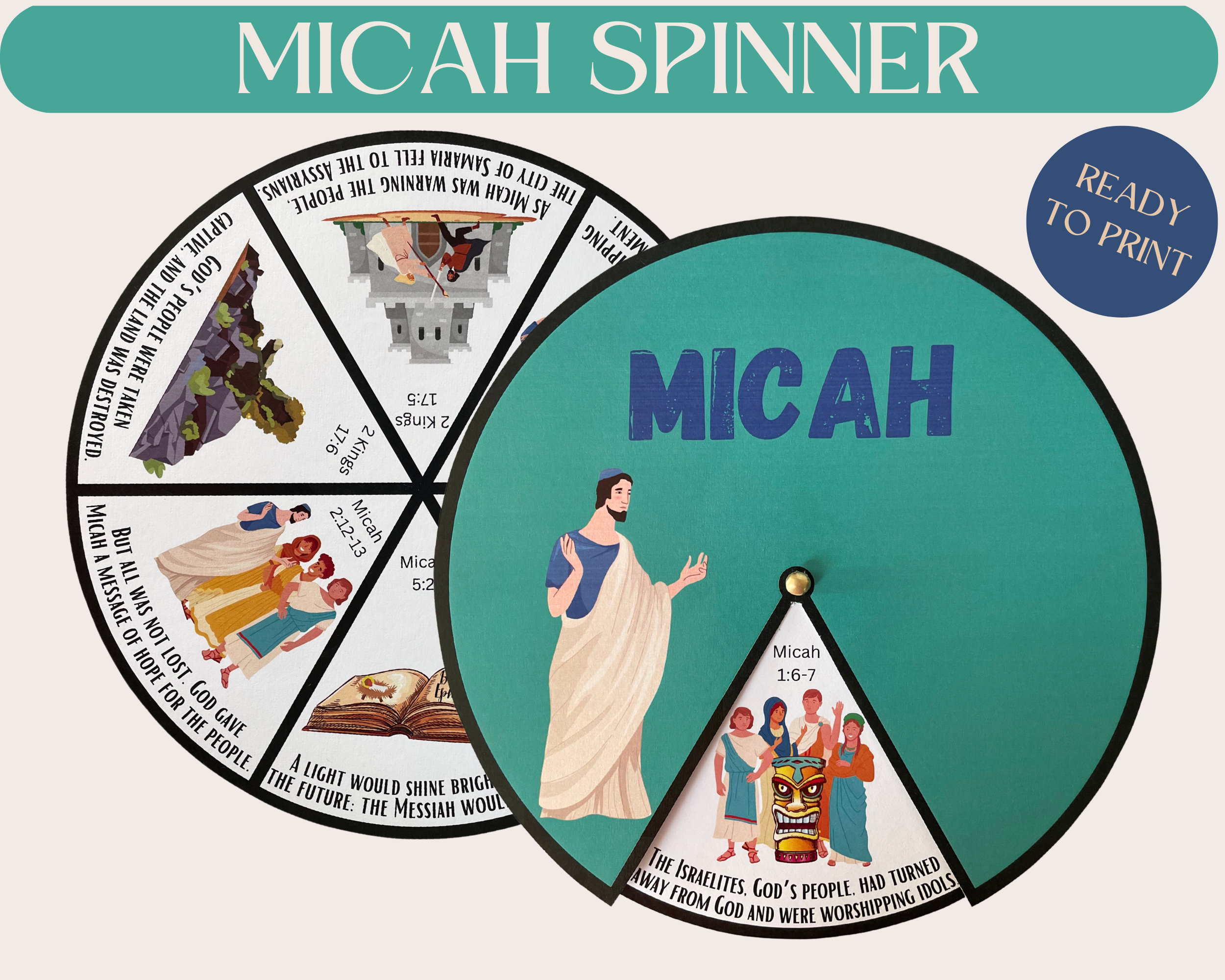 Prophet micah spinner wheel prophet micah craft sunday school craft kids ministry craft bible activity for kids bible spinner