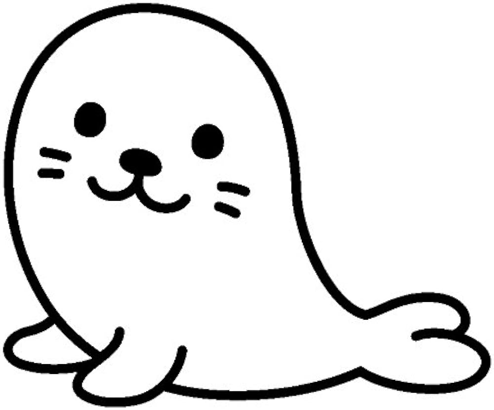 Dive designs cute playful white baby seal cartoon emoji vyl decal sticker wide home improvement