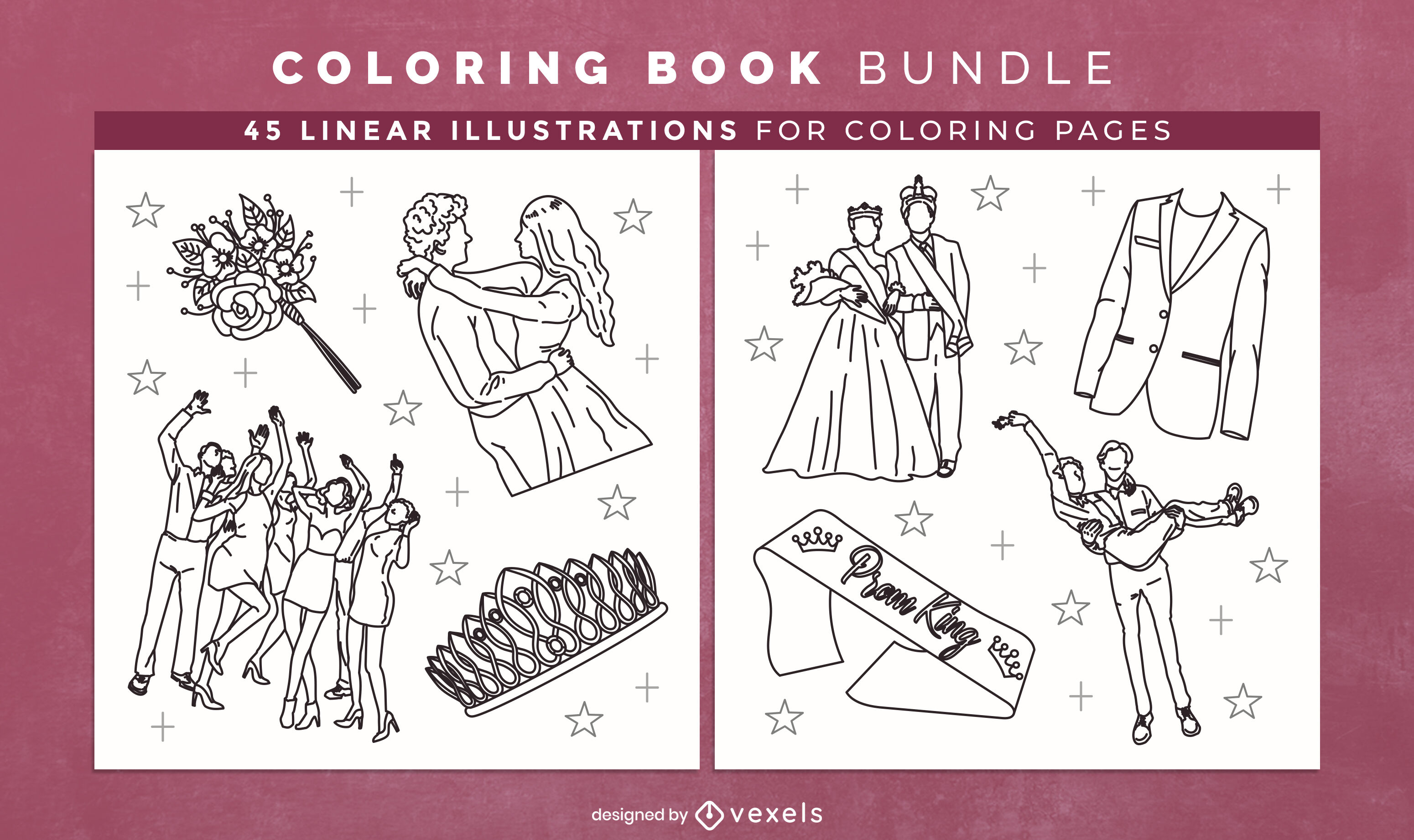 Prom celebration coloring book design pages vector download