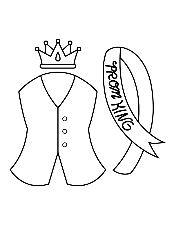 Printable prom king sash coloring page