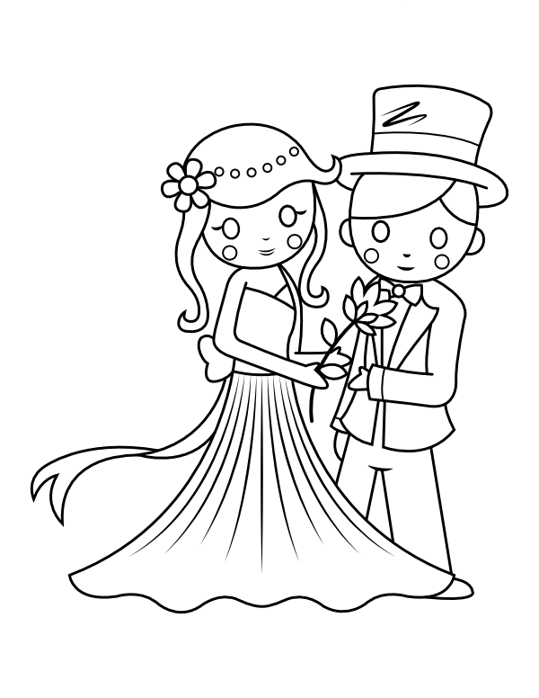 Printable high school prom couple coloring page