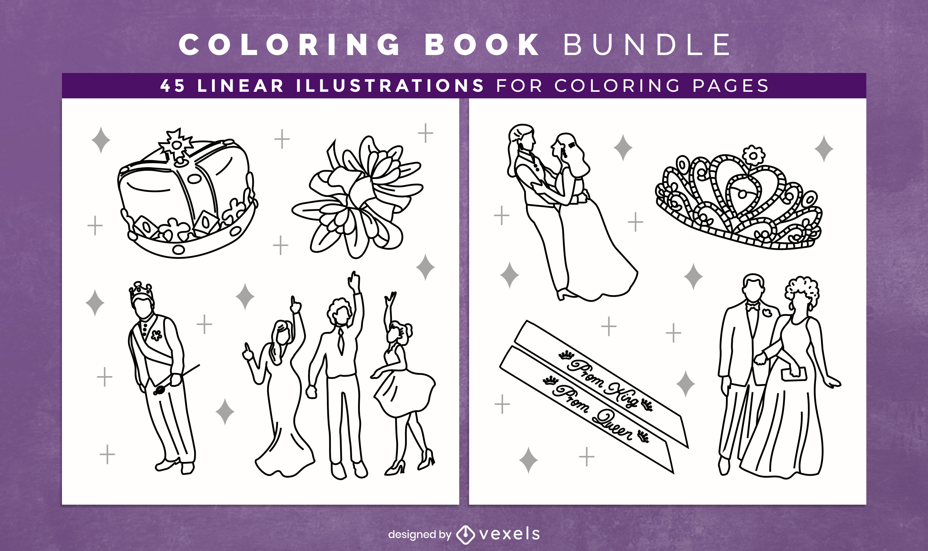 Prom party coloring book design pages vector download