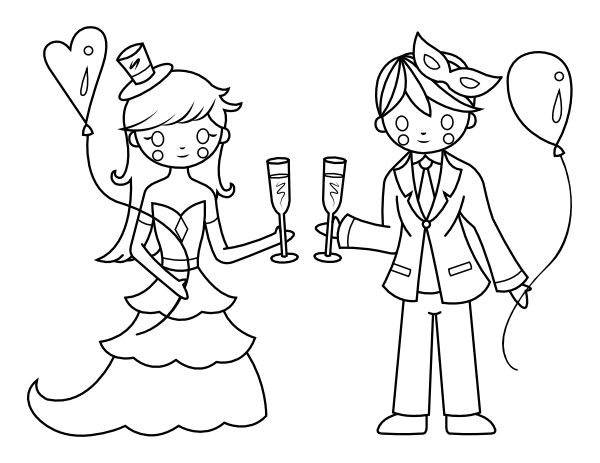 Printable prom couple coloring page