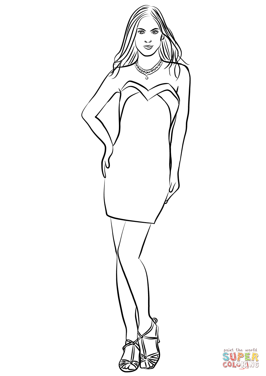 Short strapless prom dress coloring page free printable coloring pages