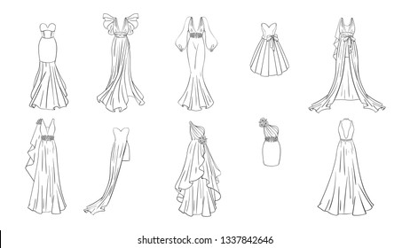 Set different dresses modern classic style stock vector royalty free