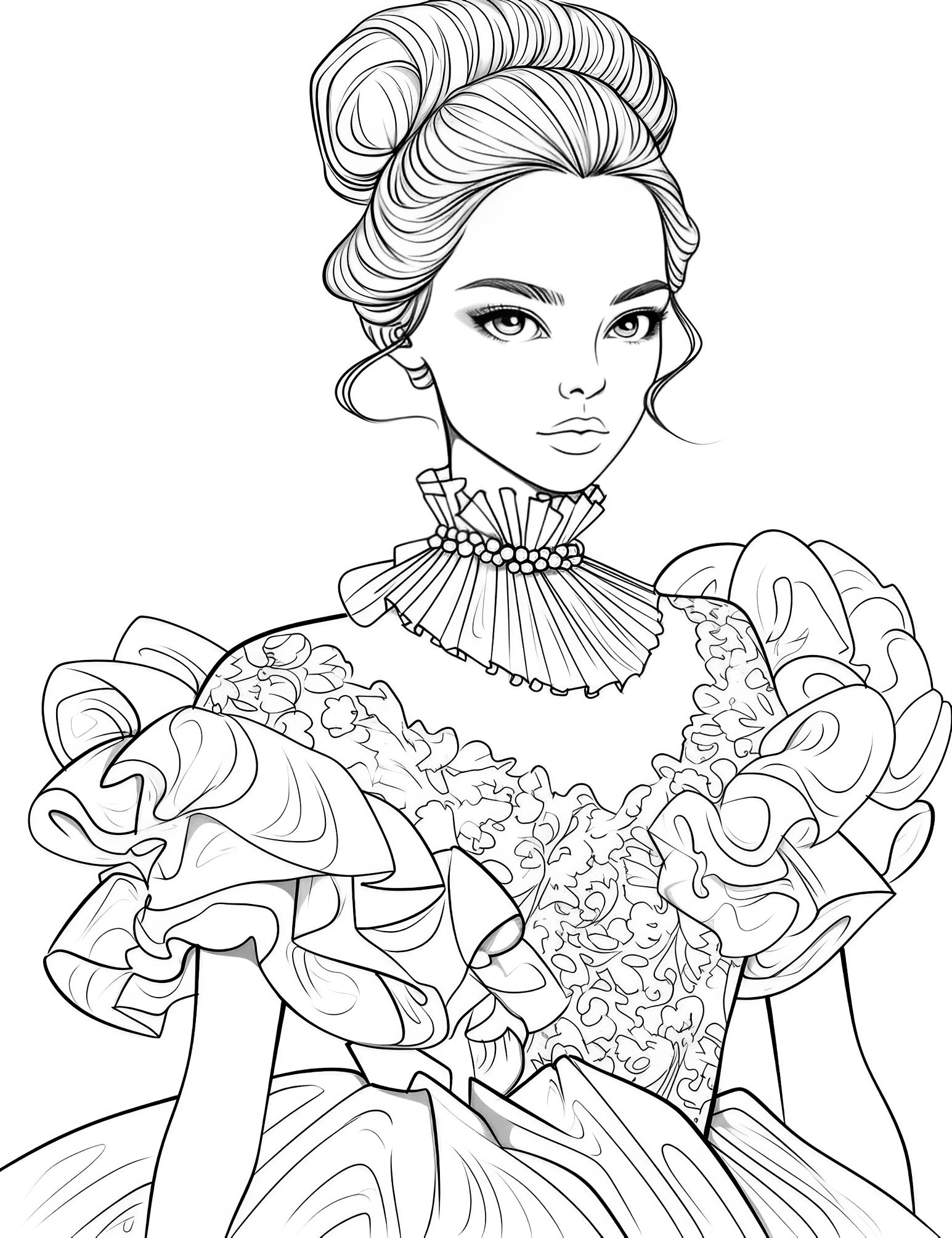 Stunning dress coloring pages for kids and adults