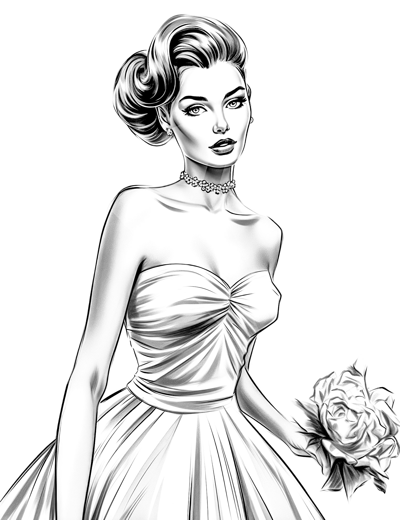 Stunning dress coloring pages for kids and adults