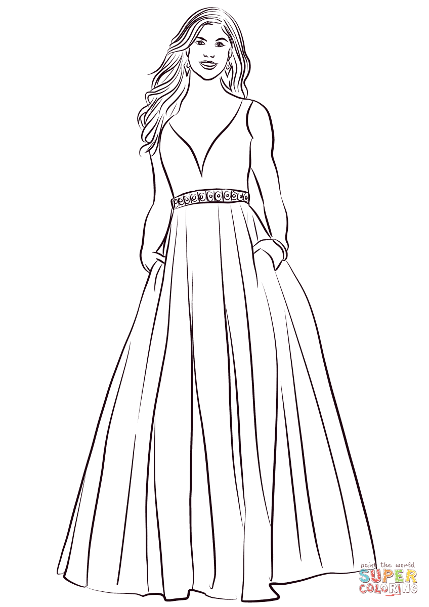 Ball gown coloring page free printable coloring pages