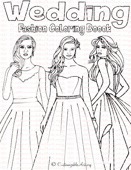 Wedding coloring book bride coloring book wedding coloring pages bridal sheets fashion wedding dress coloring book digital printable pdf
