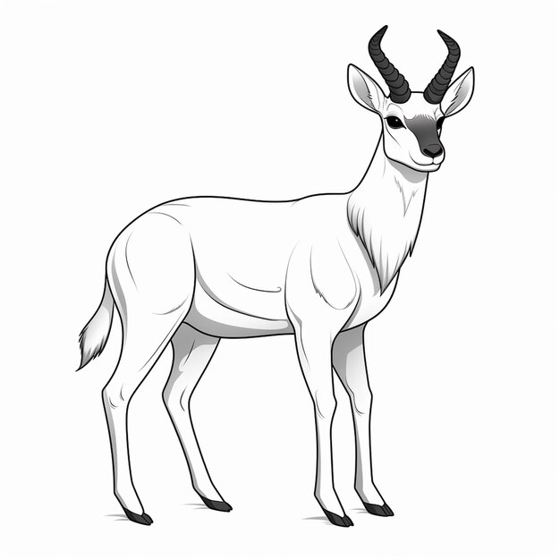 Premium ai image pronghorn minimal hand drawn flat coloring book kawaii line art