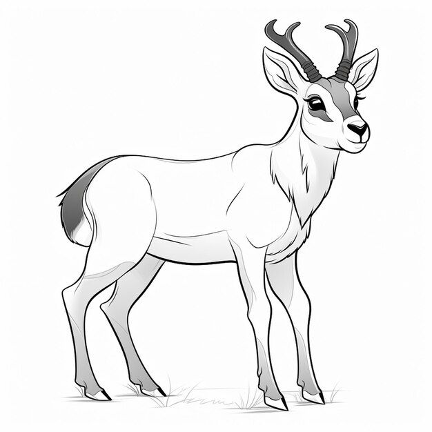 Premium ai image pronghorn minimal hand drawn cute coloring book kawaii line art