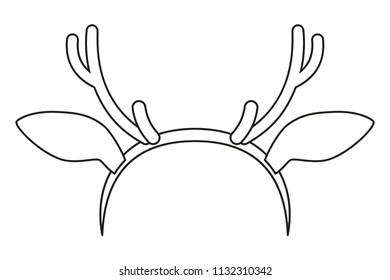 Line art black white reindeer antler stock vector royalty free
