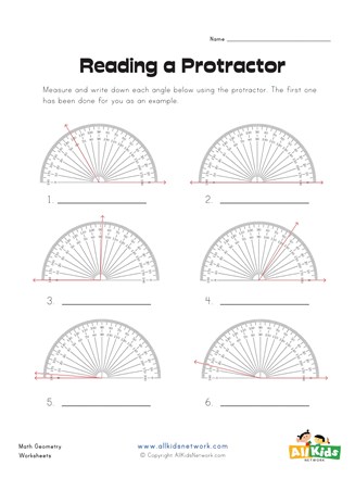 Reading a protractor worksheet all kids network