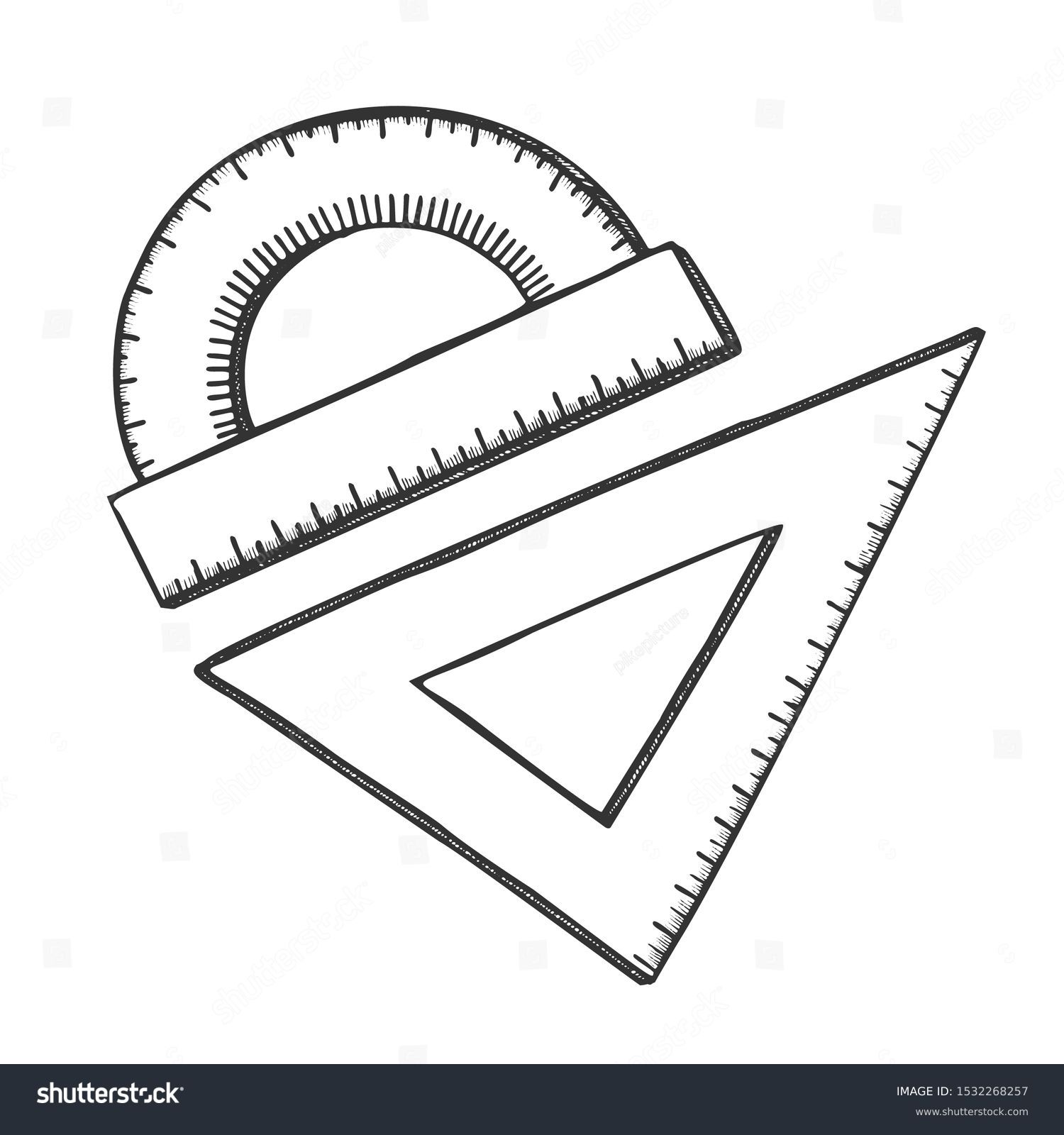 Ruler angle protractor school tools ink stock vector royalty free