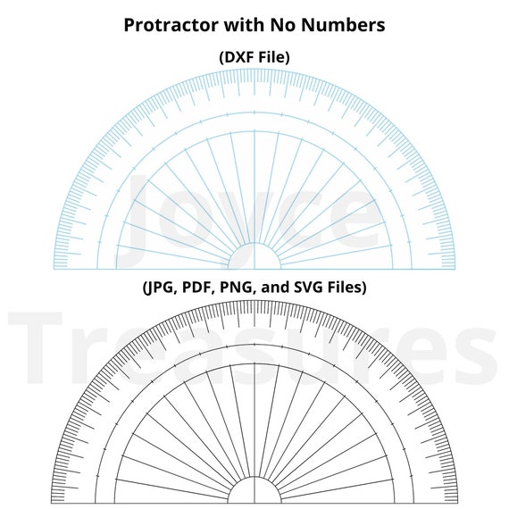 Protractor dxf jpg png svg and pdf files accurate no numbers download now