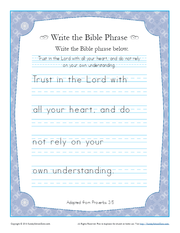 Proverbs write the bible phrase worksheet
