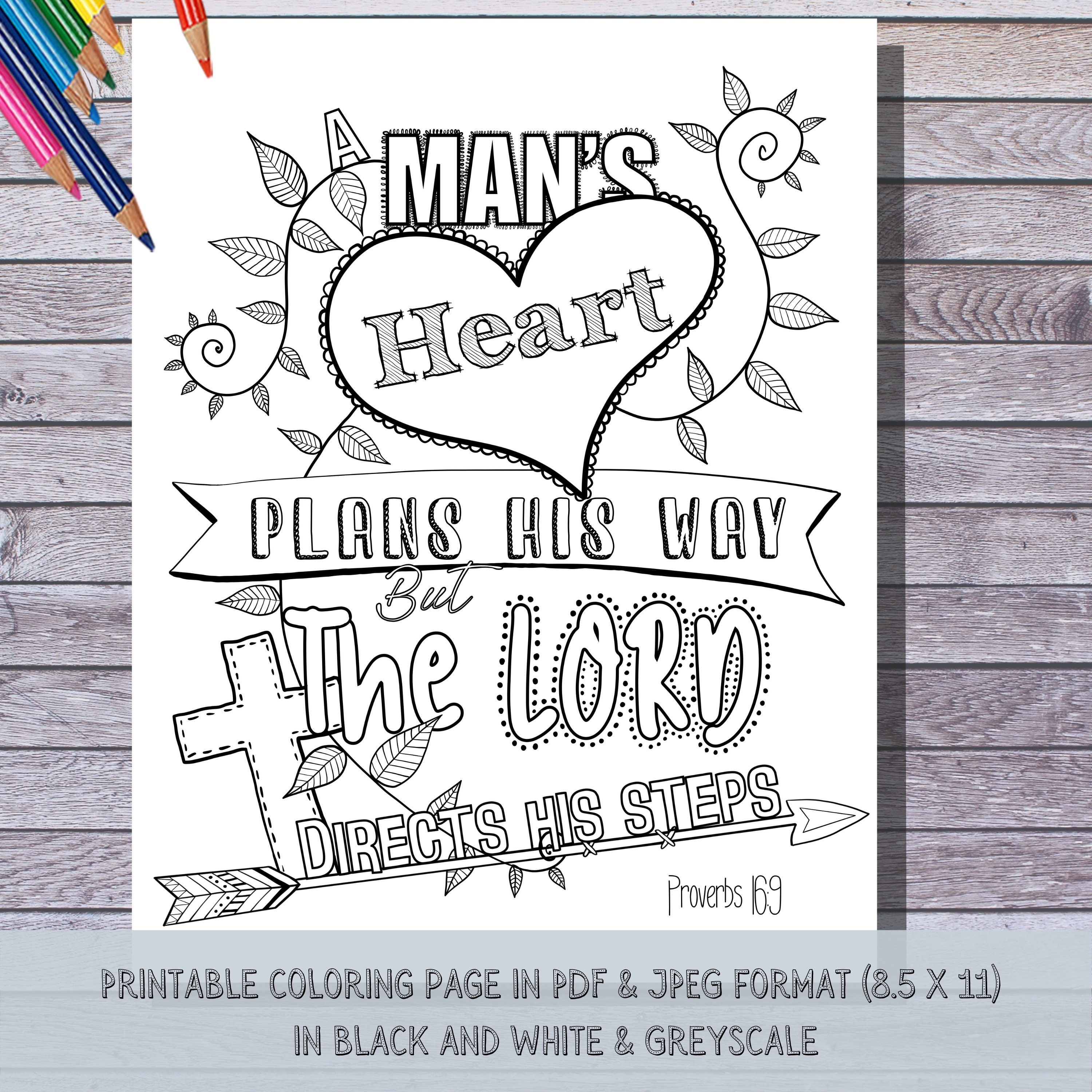 Bible verse coloring page printable instant download proverbs bible study pdf png jpeg includes greyscale and transparent download now