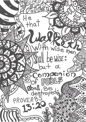 Proverbs embellished adult coloring page teaching resources
