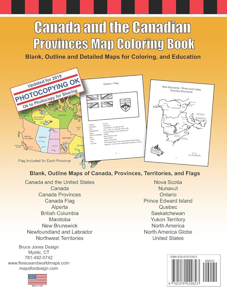 Nada and the nadian provinces map coloring book jones j bruce jones j bruce books