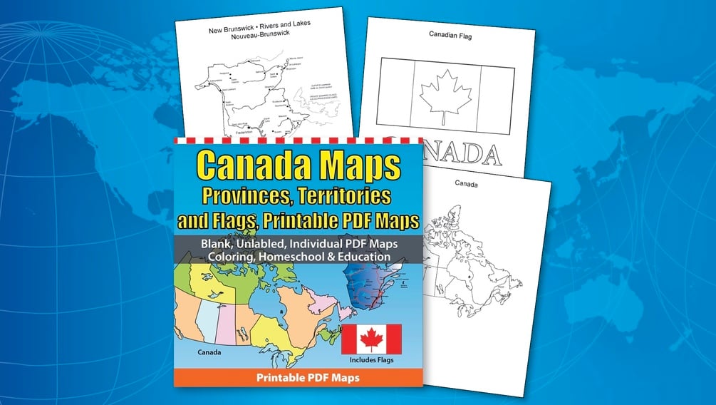 Canada provinces and territories printable pdf maps coloring set