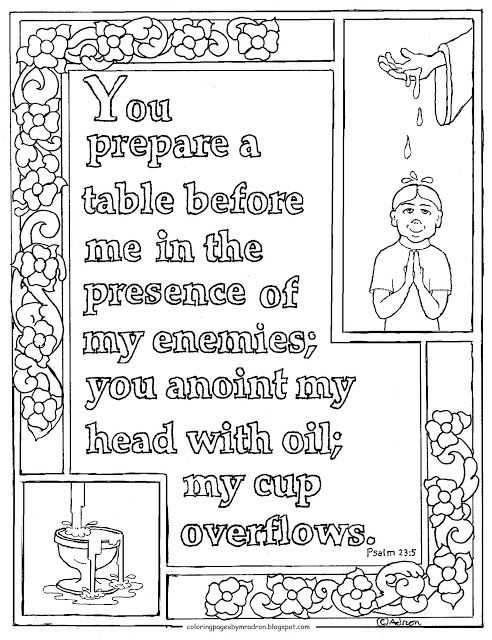 Coloring pages for kids by mr adron printable psalm my cup overflows coloring page bible verse coloring page psalm bible coloring pages