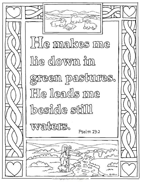 Coloring pages for kids by mr adron printable psalm coloring page green pastures and stilâ bible verse coloring page sunday school coloring pages psalms