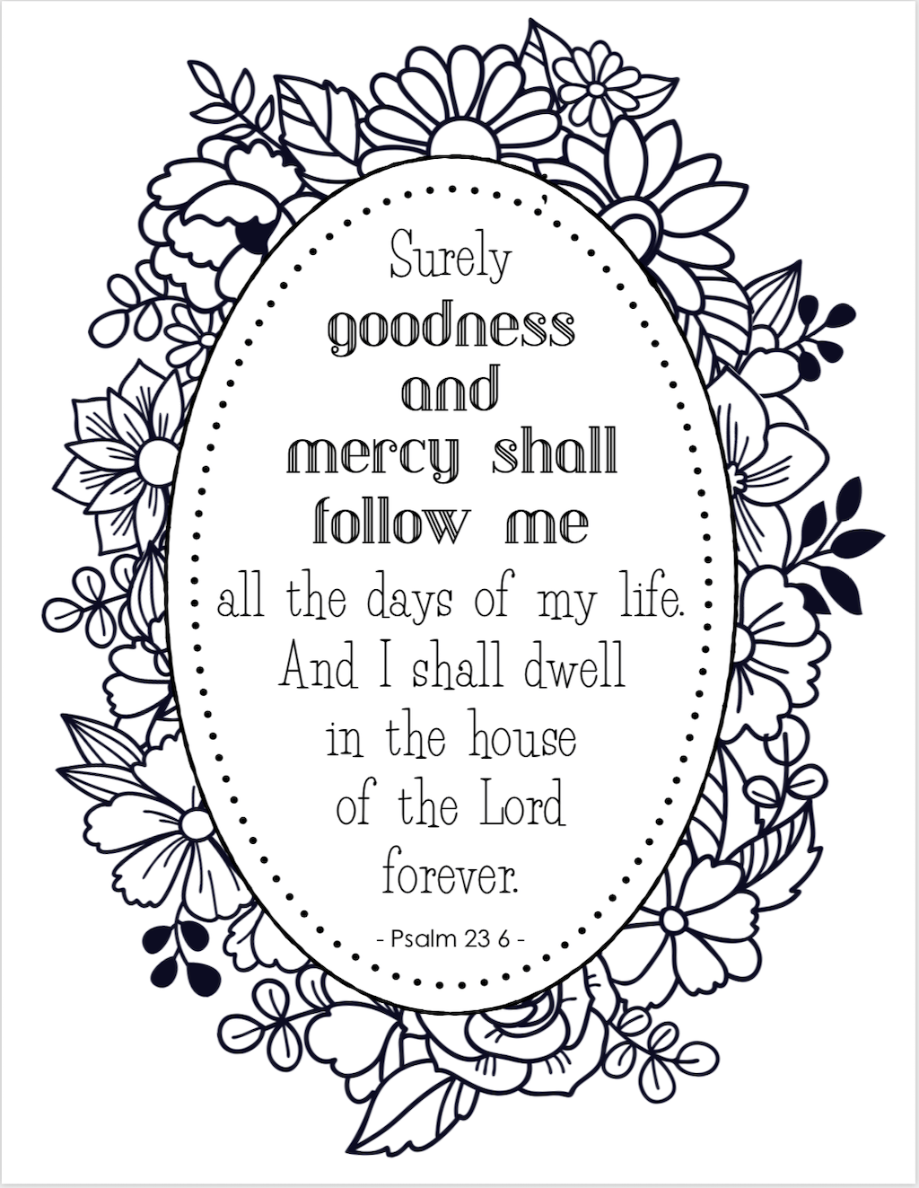 Goodness and mercy coloring page