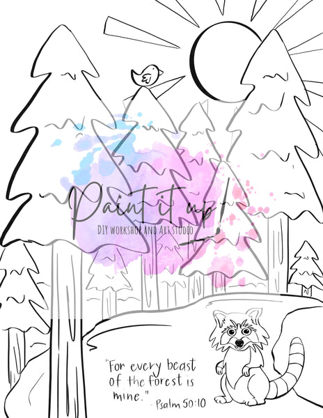 Forest psalms coloring page â paint it up chesnee