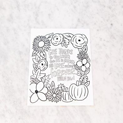Psalm thanksgiving coloring sheet â golden thread inc