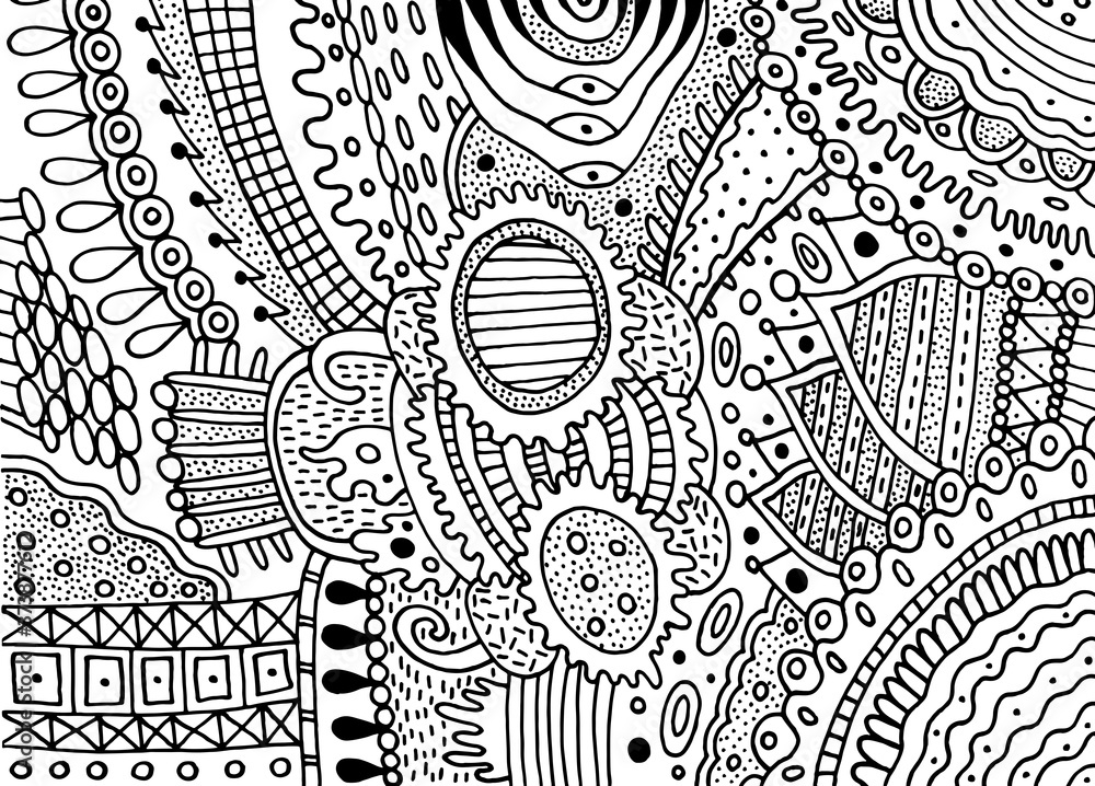 Boho doodle pattern for coloring book for adults coloring page with floral motifs psychedelic texture zentangle pattern vector illustration vector
