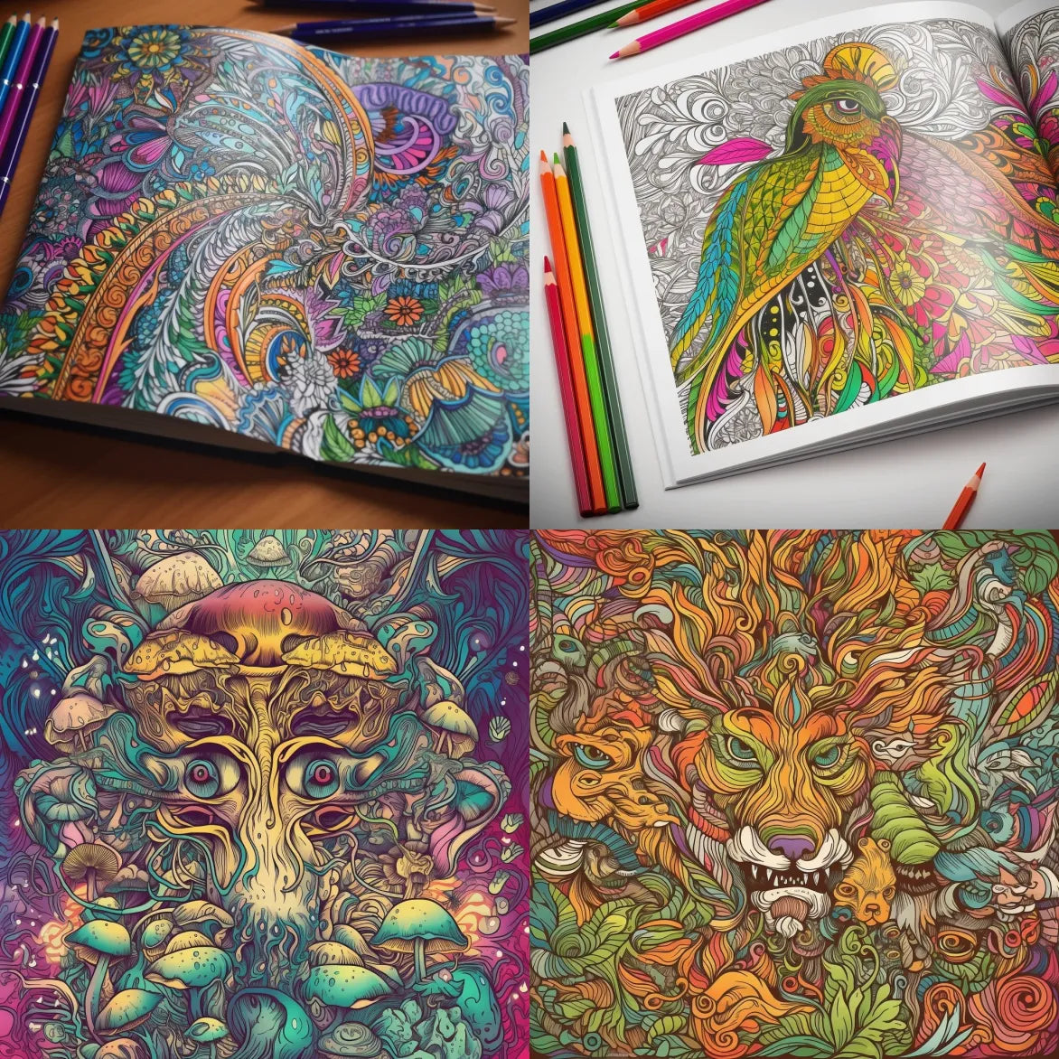 Trippy trip psychedelic coloring book â midjourney prompts â