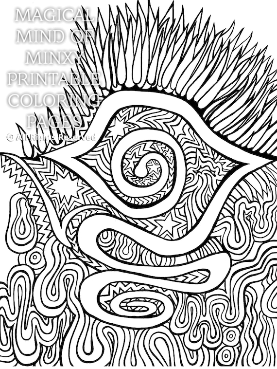 Hand drawn adult coloring page psychedelic magic eye art zentangle nature art printable coloring page digital download only download now