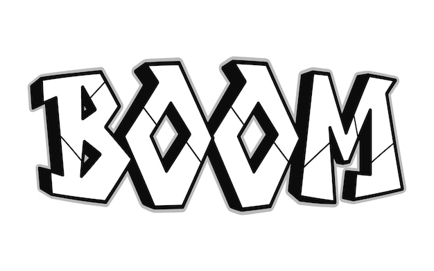 Boom såowo trippy psychodeliczne litery w stylu graffiti premium wektor